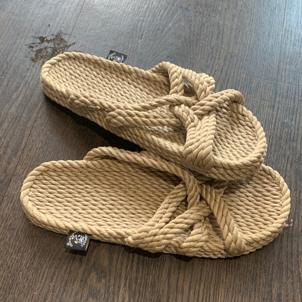 Women’s Tan Braided Rope Slide Sandals